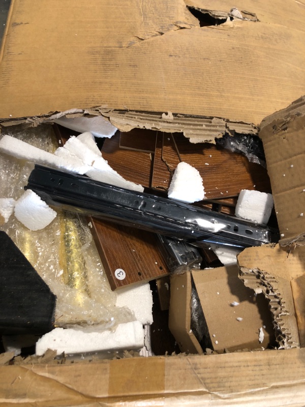 Photo 1 of ***MIRROR NOT INCLUDED***Vanity Desk with 29.53" HD Lighted Mirror, 47.24" Big Modern Vanity Desk with Mirror and Lights, Makeup Vanity with 5 Drawers and Storage Shelves and Charging Station, Walnut1