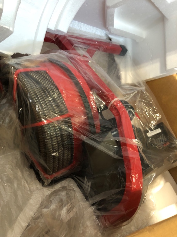 Photo 1 of VEVOR Drain Cleaner Machine 75FT x 1/2 Inch, Sewer Snake Auger Manual Feed, 370W Electric Drain Cleaning Machine with 4 Cutters & Air-activated Foot Switch for 2" to 4" Pipes