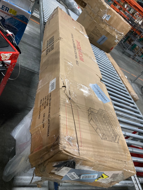 Photo 1 of ****PARTIAL SET***BouPower Full Size Bed with 2 Storage Drawers, Wooden Full Daybed with Rails and Roof, Wood Floor Bed for Teens Girls Boys, No Box Spring Needed, Grey