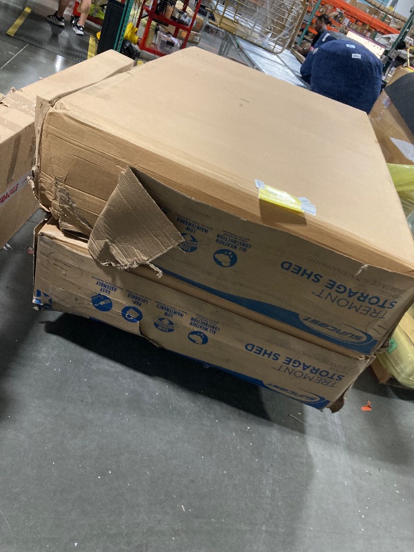 Photo 1 of ***MAY NEED A TRUCK***02 EXTRA LARGE BOXES***Suncast 8’x10’ Tremont Resin Shed, Vanilla & Slate – Backyard Storage Unit with Skylights, Corner Shelves, Reinforced Floor & Double Doors – Store Lawn Mower, Garden Equipment & Outdoor Tools