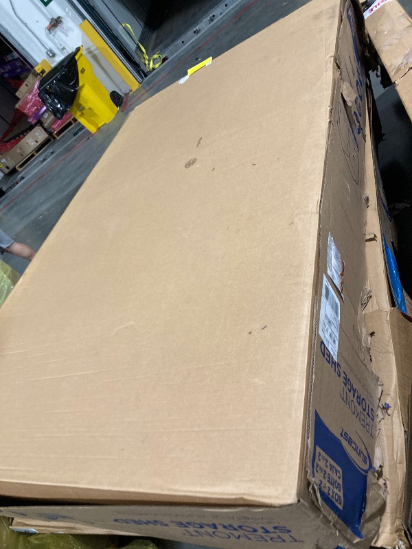 Photo 1 of ***MAY NEED A TRUCK***02 EXTRA LARGE BOXES***Suncast 8’x10’ Tremont Resin Shed, Vanilla & Slate – Backyard Storage Unit with Skylights, Corner Shelves, Reinforced Floor & Double Doors – Store Lawn Mower, Garden Equipment & Outdoor Tools