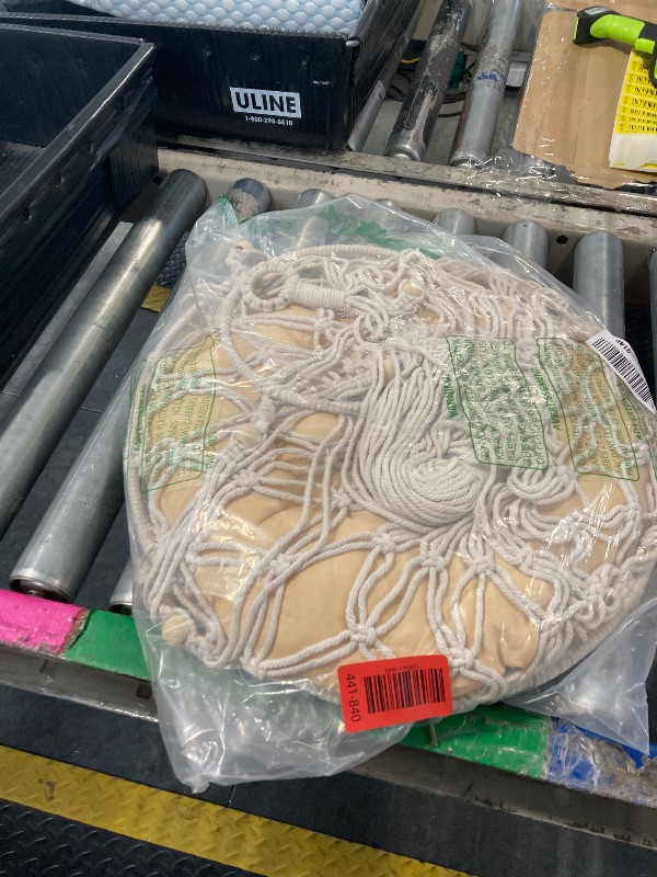 Photo 1 of ***MISSING PILLOW****MUYG Macrame Cat Hammock Bed,Handwoven Hanging Boho Cat Bed with Hanging Kit for Indoor Outdoor Home Decor Ceiling Catio Swing for Playing Sleeping Climbing and Lounging(15.74x15.74x47.24IN)(L)