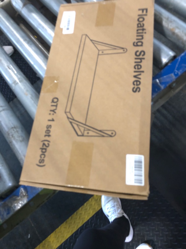 Photo 1 of **MISSING BRACKETS** Axeman Floating Shelves for Wall, 16W x 8D Wood Floating Shelves Set of 2, 8'' Deep Rustic Wall Shelves for Bookshelf Living Room Bedroom Home Office Bathroom