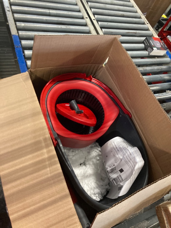Photo 1 of ***Missing  Mop Handle***O-Cedar EasyWring Microfiber Spin Mop, Bucket Floor Cleaning System, Red, Gray, Standard
