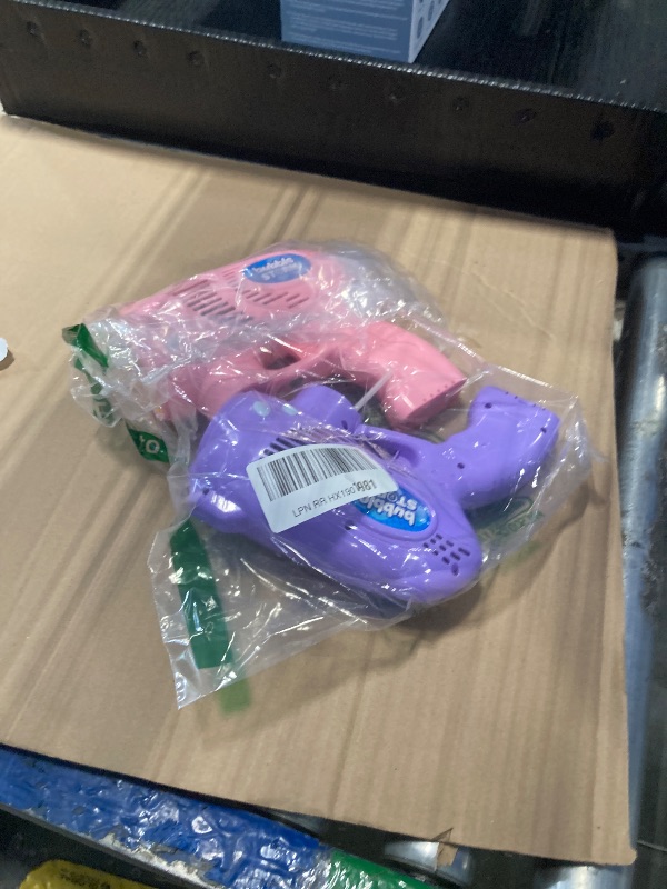 Photo 1 of ***(**BUBBLE JAR NOT ATTACHED/ MISSING******JOYIN 2 Bubble Guns with 2 Bottles Refill Solution, Bubble Machine Gun for Kids, Toddlers, Party Favors, Summer, Outdoors Activity, Wedding, Easter, Birthday Gift