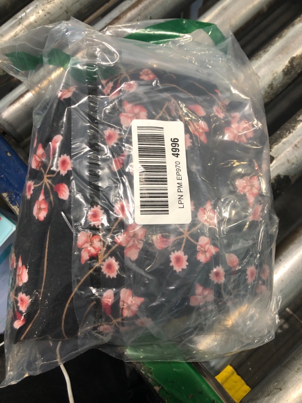 Photo 1 of * knotty*DB MOON Womens 2025 Summer Maxi Dresses Empire Waist Long Casual Sundress Cap Short Sleeve Dress with Pockets L, Black Pink Floral