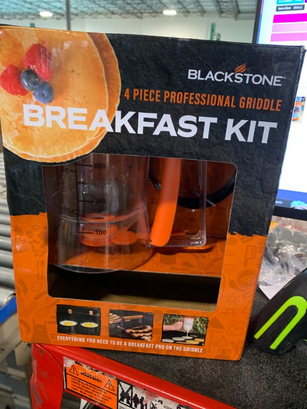 Photo 1 of ***MISSING GRIDDEL AND BACONE PRESS****Blackstone 1543 4-Piece Griddle Breakfast Kit with Batter Dispenser, Bacon Press, and Two Egg Rings