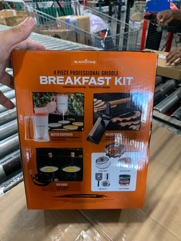 Photo 1 of ***MISSING GRIDDEL AND BACONE PRESS****Blackstone 1543 4-Piece Griddle Breakfast Kit with Batter Dispenser, Bacon Press, and Two Egg Rings