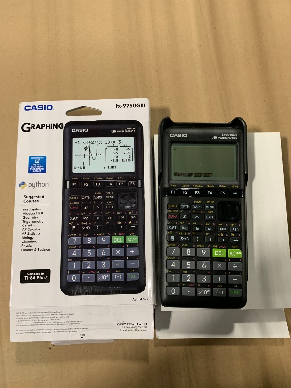 Photo 1 of **NO CHARGER ** Casio fx-9750GIII Graphing Calculator | Natural Textbook Display | Python Programming | Ideal for Exams, STEM & Advanced Math | Black