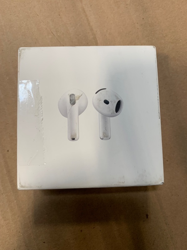 Photo 1 of ** NO USB CABLE** Apple AirPods 4 Wireless Earbuds, Bluetooth Headphones, Personalized Spatial Audio, Sweat and Water Resistant, USB-C Charging Case, H2 Chip, Up to 30 Hours of Battery Life, Effortless Setup for iPhone