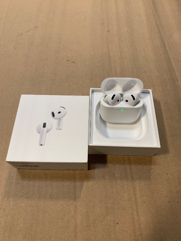 Photo 1 of  Apple AirPods 4 Wireless Earbuds, Bluetooth Headphones, with Active Noise Cancellation, Adaptive Audio, Transparency Mode, Personalized Spatial Audio, USB-C Charging Case, Wireless Charging, H2 Chip
