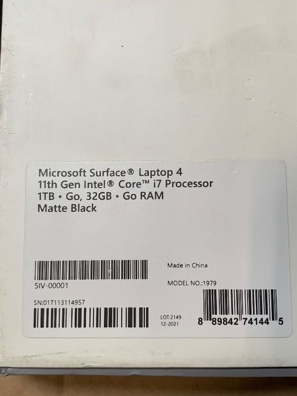 Photo 1 of ***Needs New Battery***
Microsoft Surface Laptop 4 15” Touch-Screen – Intel Core i7 - 32GB - 1TB Solid State Drive - Matte Black..