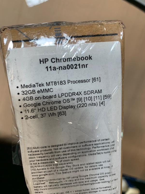 Photo 1 of **Chrome OS is MISSING ** HP Chromebook 11-inch Laptop - Up to 15 Hour Battery Life - MediaTek - MT8183 - 4 GB RAM - 32 GB eMMC Storage - 11.6-inch HD Display - with Chrome OS™ - (11a-na0021nr, 2020 model, Snow White)