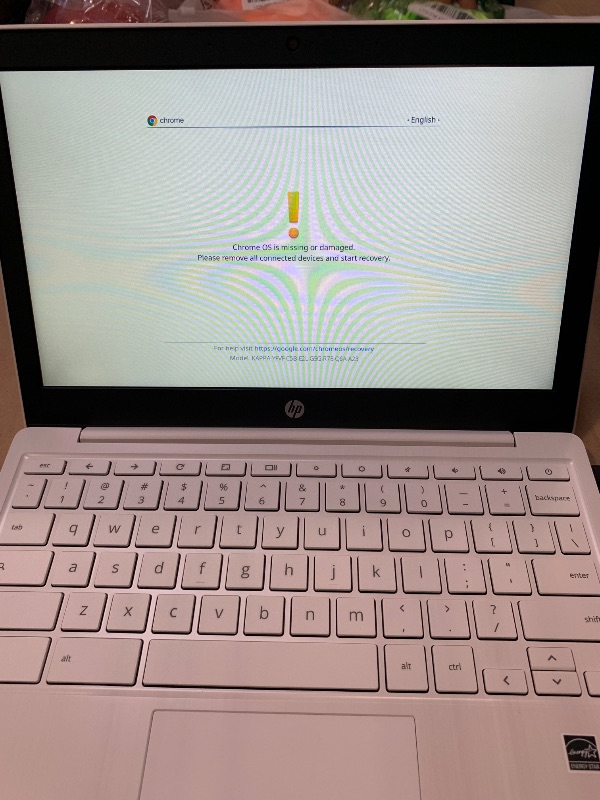 Photo 1 of **Chrome OS is MISSING ** HP Chromebook 11-inch Laptop - Up to 15 Hour Battery Life - MediaTek - MT8183 - 4 GB RAM - 32 GB eMMC Storage - 11.6-inch HD Display - with Chrome OS™ - (11a-na0021nr, 2020 model, Snow White)