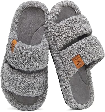 Photo 1 of ****SIMILAR ITHEM***
EverFoams Women's Fuzzy Slip-on Slippers Warm Cozy Soft Lightweight Memory Foam Indoor House Shoes Light Gray, 11-12 US
