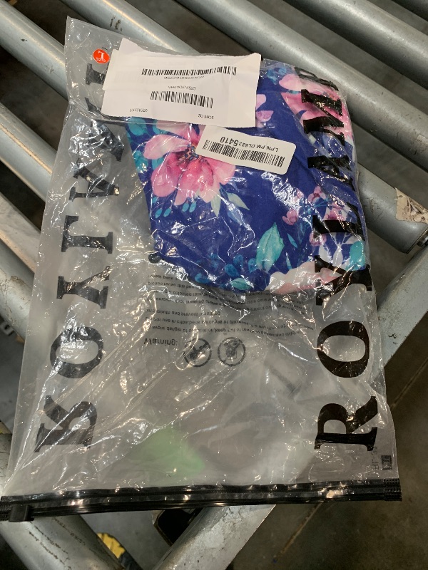 Photo 1 of *** TOP ONLY ** 
ROYLAMP Women's Summer 2 Piece Outfits Round Neck Crop Basic Top Cropped Wide Leg Pants Set Jumpsuits Blue Floral SIZE LARGE  