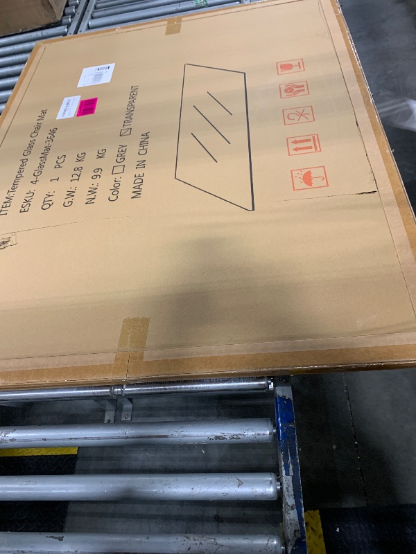 Photo 1 of [Tempered Glass] 36" x 46" Glass Chair Mat, Heavy Duty Hard Floor Mat with Round Corner and Polished Edge, Office Chair Mat for Carpet Office Home Hardwood Floor Desk