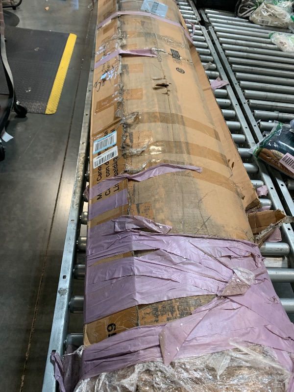 Photo 1 of ****SIMILAR***
DHP Rosedale Metal Canopy Bed Frame with Four Poster Design and Geometric Accented Headboard and Footboard, Underbed Storage Space, Queen, Gold