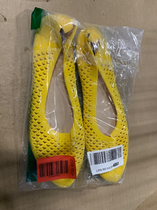 Photo 1 of ***HAVE BENN WORN AND USED NEED SOME TLC******hash bubbie Women's Flats Shoes Women Comfortable Dress Shoes Pointed Toe Flats Ballet Flats mesh Knit Flat Dressy Slip on Business Casual Shoes(Yellow.US10)
