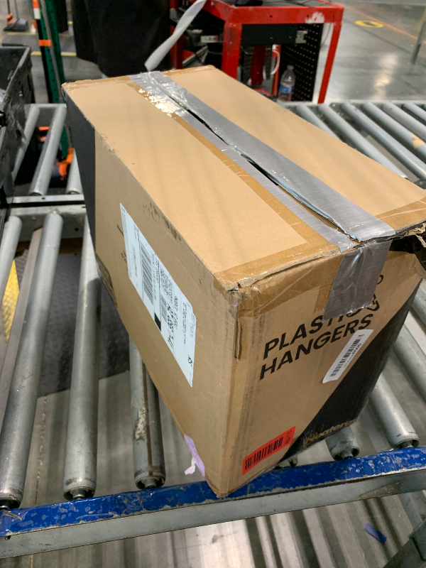 Photo 1 of ***MISSINNG UNKNOWN AMOUNT OF HANGERS***NEATERIZE Clothes Hangers Plastic 100 Pack For Adults - Plastic Hangers, The Perfect Coat Hanger and Space Saving Clothes Hangers for Closet, Percheros Ganchos para Colgar Ropa Hangars - Black Hangers