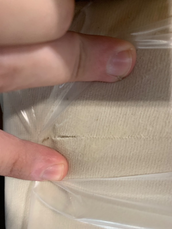 Photo 1 of **HOLE IN FABRIC** Full Bed Frame with Headboard and Wingback, Velvet Upholstered Platform Bed, Mattress Foundation with Wooden Slat Support, No Box Spring Needed, Easy Assembly, Noise Free, Beige