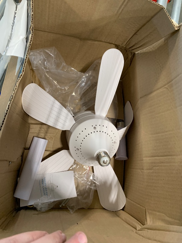 Photo 1 of *** BENT FAN BLADE ***Socket Fan Light - Ceiling Fans with Lights and Remote Control, 3 Colors 3000K-6500K, 2000 Lumens,Powerful Airflow Quiet Fan Light Bulb Screw in Ceiling Fan for Bedroom, Living Room, Kitchen