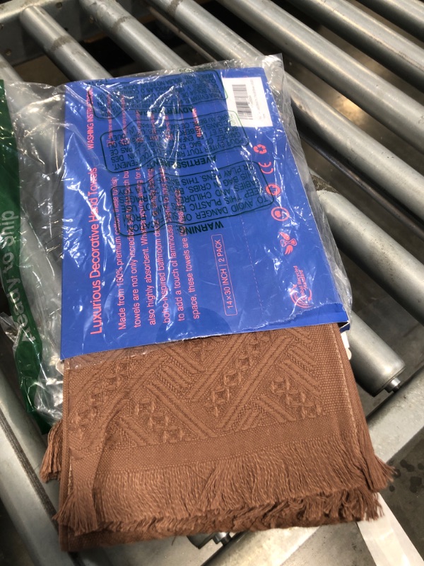 Photo 1 of ***MISSING ONE***YoulerTex Luxury Decorative Hand Towels Bathroom: 2 Packs 14X30 100% Cotton Turkish Absorbent Soft Face Towel Set for Boho Bathroom Decor Kitchen Hotel Spa Farmhouse Guest Tea Gift (Brown, 14"x30")