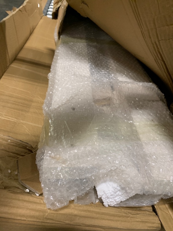 Photo 1 of ** INCOMPLETE SET** S&Z TOPHAND® 48 in x 96 in Glass Sliding MDF Barn Door with 8FT Sliding Door Hardware Kit, 5 Tempered Frosted Glass, Slab Inside Covered with Water-Proof PVC Surface, Simple DIY Assembly