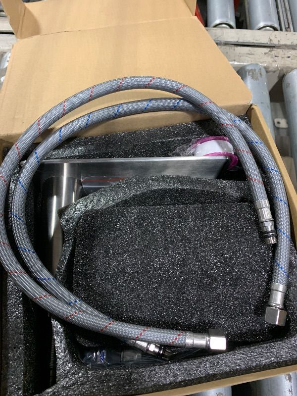 Photo 1 of *Missing items, tube* GUOYINDONG Roman Tub Faucet, Brushed Nickel 3 Hole Waterfall Bathtub Faucet High Flow 2 Handle Bath Tub Faucet Set wtih Long Spout