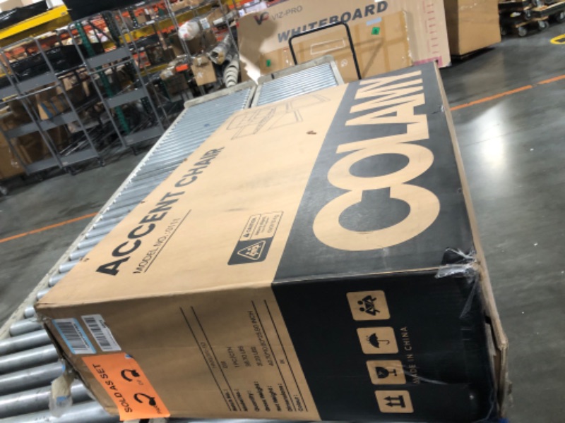 Photo 1 of ** VERY USED ** COLAMY Mid Century Modern Accent Chair Set of 2, Comfy Living Room Chair, Black Leather Accent Chair, Faux Leather Reception Armchair with Metal Legs for Living Room Bedroom Reception Office, Black