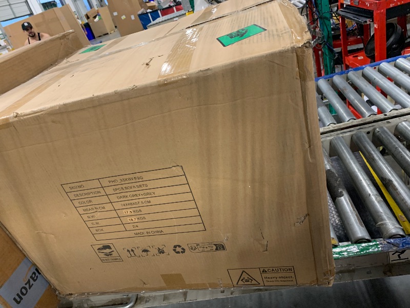 Photo 1 of  ** MIASSING PARTS ** Aluminum Patio Furniture Set 7 Seats, 5 PCS Outdoor Sectional Conversation Set with 4" Wide Armrest, Backyard Sectional Sofa Set with Coffee Table & Thick Cushions, Grey