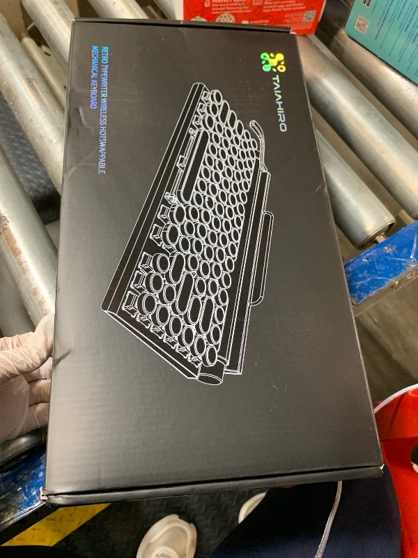 Photo 1 of Retro Typewriter Wireless Mechanical Gaming Keyboard, Bluetooth 5.0 Office Computer Vintage Keyboards 83-Key Blue Switches Punk Round Keycap, LED Backlight, Compatible with PC/Laptop/Pad/Phone, Wood