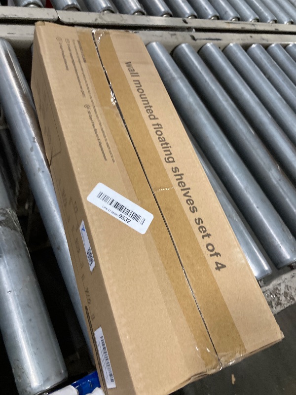 Photo 1 of ****MISSING HARDWARE****BAYKA Wall Shelves for Bedroom Decor, Floating Wall Shelves for Living Room Kitchen Storage, Wall Mounted Rustic Wood Floating Shelves for Kids Books, Corner Shelf for Bathroom(Rustic Brown?Set of 4)