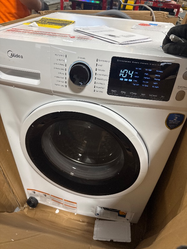 Photo 1 of ******IT TURNS ON BUT HAS DENTS****** Midea 24 Inch Washer and Dryer Combo, All in One Washer and Dryer 2.7 cu.ft 26lbs, Ventless Washing Machine, Steam Care, Overnight Dry, 1400 RPM, 16 Cycles Front Load Washer, Full-Automatic, White