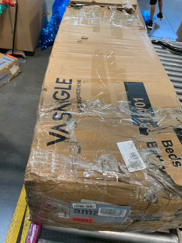 Photo 1 of **MISSING MANUAL AND HARDWARE** VASAGLE Queen Bed Frame with Tall Headboard, Upholstered Platform Bed Frame Queen Size, with Wingback Tufted Headboard and Footboard, Wooden Slats, No Box Spring Needed, Cappuccino Beige URMB881W01