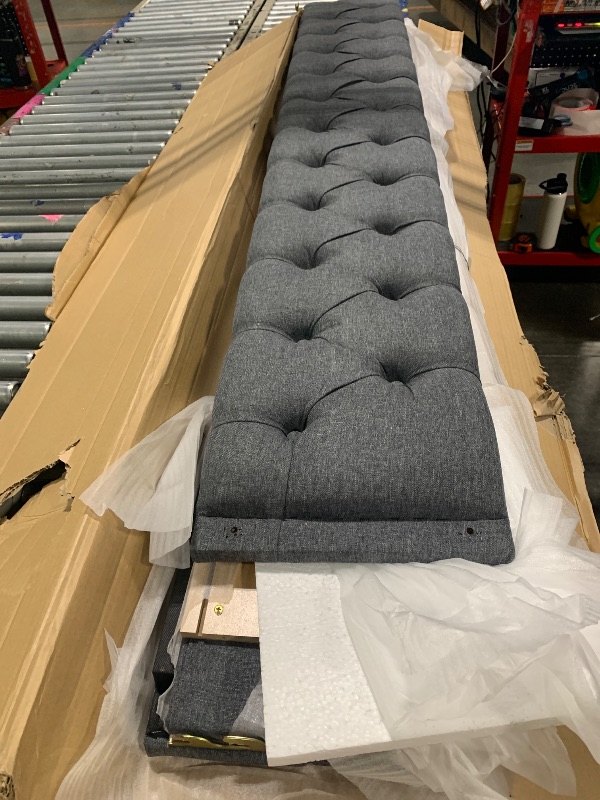 Photo 1 of ** MISSINGBOX 2/2 ** Bellemave Linen Upholstered Daybed with Drawers, Twin Daybed with arm and backrest, Twin Size Day Bed with Nailhead Trim and Wood Slat Support