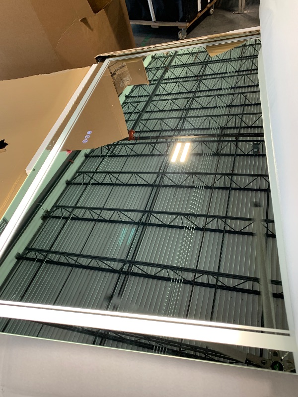 Photo 1 of **LIGHT PARTICALLY WORKS** AWANDEE 55x36 LED Bathroom Mirror with Lights, Backlit + Front Lit, Anti-Fog Lighted Vanity Mirror for Bathroom Wall with 3 Colors, Stepless Dimmable, Memory, Shatter-Proof, Tempered Glass, ETL Listed