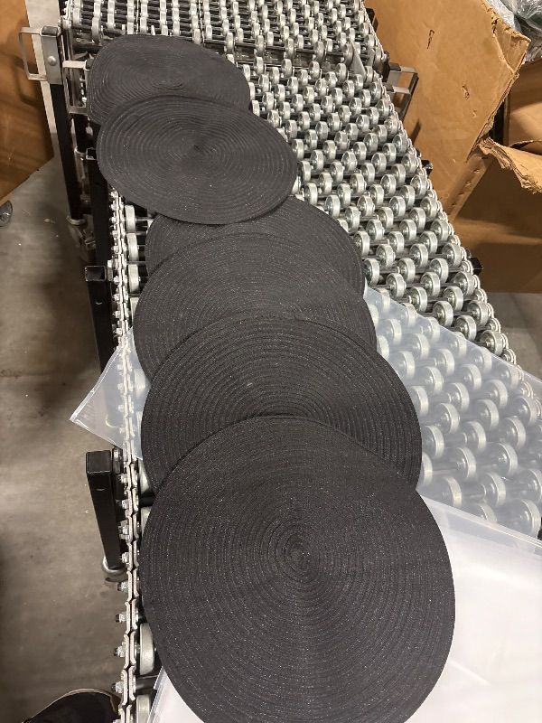 Photo 1 of **MISSING MATS**SHACOS Round Braided Placemats Set of 8 Washable Cotton Polyester Woven Round Table Mats for Dining Tables 15 inch (Black, 8)