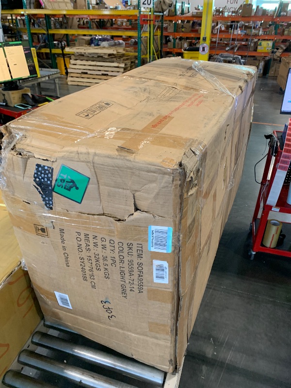 Photo 1 of Sofa Couch, Comfy Extra Deep Seat 3 Seater Couch for Living Room with Soft Upholstered Round Arms,Free 2 Pillows,Grey