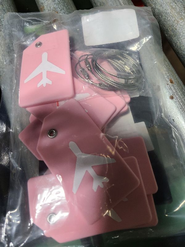 Photo 1 of 10 Pack Silicone Luggage Tag for Suitcases with Stainless Loop, TSA Approved, Privacy Protection Travel Essentials Bag Tags by Gostwo, Pink