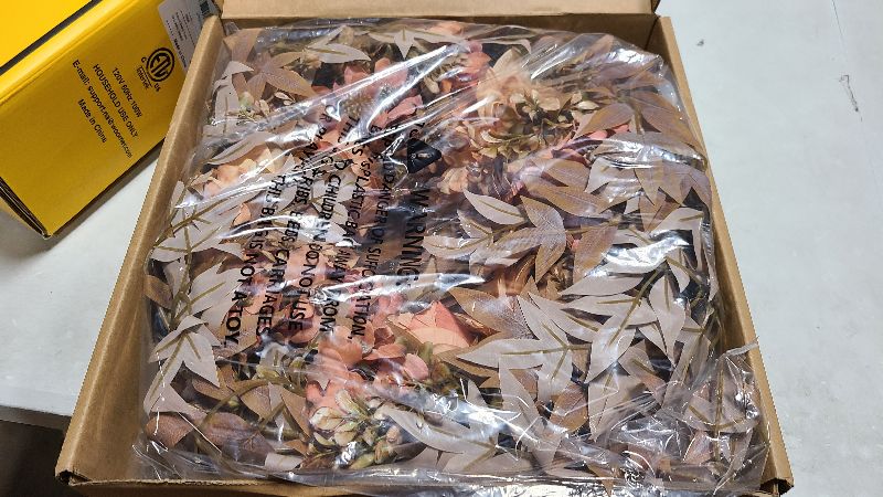 Photo 1 of 26" Fall Wreath for Front Door - Large Artificial Dahlia Flowers Fake Rose Faux Maple Leaves Outdoor Wreath for Porch, Window,Farmhouse,Home,Thanksgiving Day Harvest Festival Autumn Decor