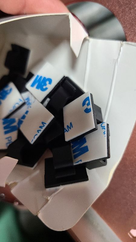 Photo 1 of 30 Pcs Small Black Adhesive Cable Clips for Cord Management Under Desk Nightstand Phone PC Charger Plug Speaker TV Cord Holder Keeper Hook Wall Wire Organizer Car Dash Cam Ethernet Christmas Light