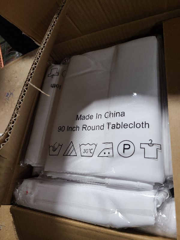 Photo 1 of 12 Pack Round Tablecloth 90 Inch Cloth White Tablecloth for Round Tables, Washable Polyester Table Cloth Stain and Wrinkle Resistant Decorative Table Cover for Wedding Party Dining Banquet