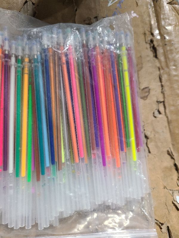 Photo 1 of 120 Pcs Glitter Gel Pen Refills for Adult Coloring - Colored Gel Pens Refills, 0.8-1.0 mm Thick Line, Good for Coloring, DIY, Scrapbook, Card & Decor - Pastel, Metal, Neon & Glitter Colors