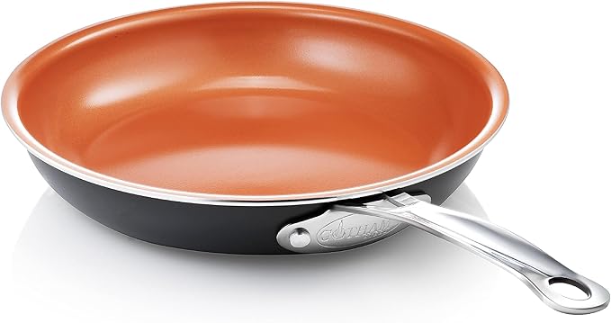 Photo 1 of **MSRP 24.95** Gotham Steel 9.5 Inch Copper Non Stick Frying Pans, Ceramic Non Toxic Frying Pans Nonstick Skillet Made Without PFOA PFOS, Lightweight, Stay Cool Handle, Oven and Dishwasher Safe