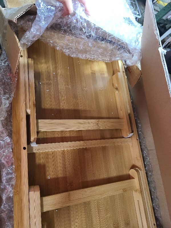 Photo 1 of 100% Bamboo Laptop Desk Flat Surface Lap Stand Table with Folding Legs Portable Table Bed Tray for Workstation Computer Writing Studio (Natural)