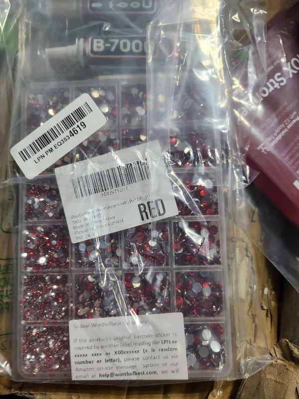 Photo 1 of 20100Pcs Red Rhinestones for Crafts Bedazzling with b7000 Gem Glue, Flatback Rinestones Crystals Diamonds for Clothing Clothes Fabric Shoes Decoration, Flat Back Gemstones Bulk Badazzle Kit 2-6mm