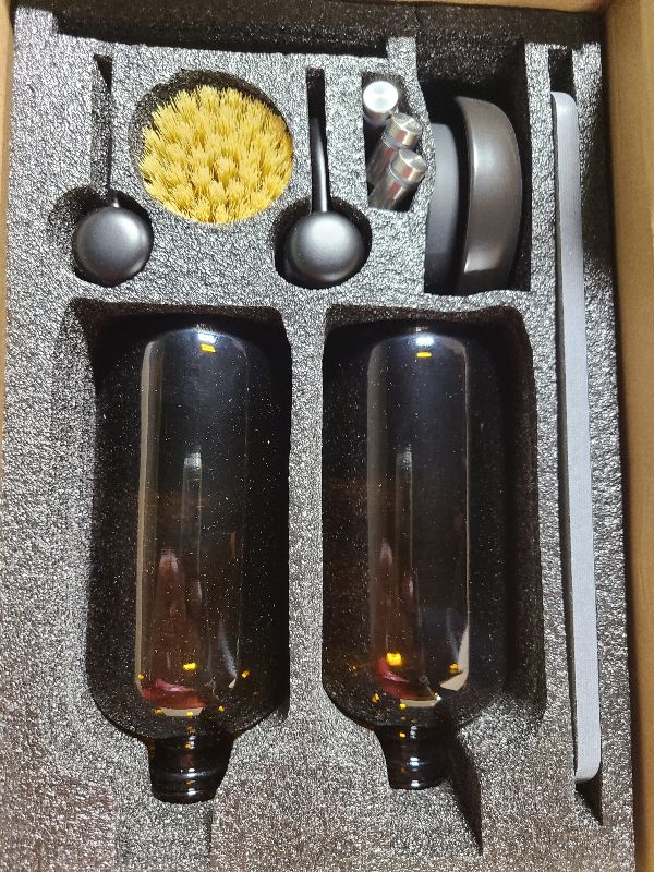 Photo 1 of [Luxury] Kitchen Soap Dispenser Set - 16OZ Amber Glass Bottle, Stainless Steel Pump, Instant Dry Tray, Waterproof Labels, Non-Slip Silicone Pad, and Dish Brush | Upgrade for Your Kitchen and Bathroom