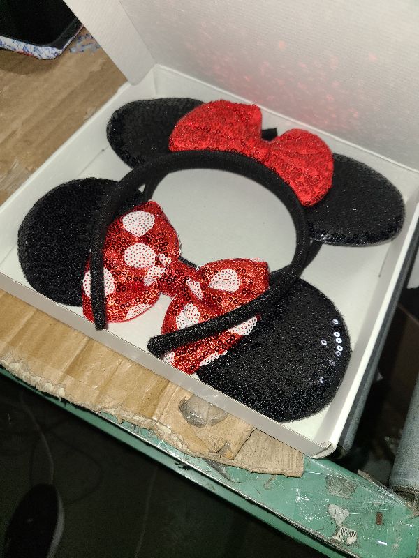 Photo 1 of 2 Pcs Mouse Ears Sequin Headbands,Shiny Bows Headbands, A Perfect Addition to Your Trip Essentials Accessories for Women Grils Princess Decoration Costume Cosplay