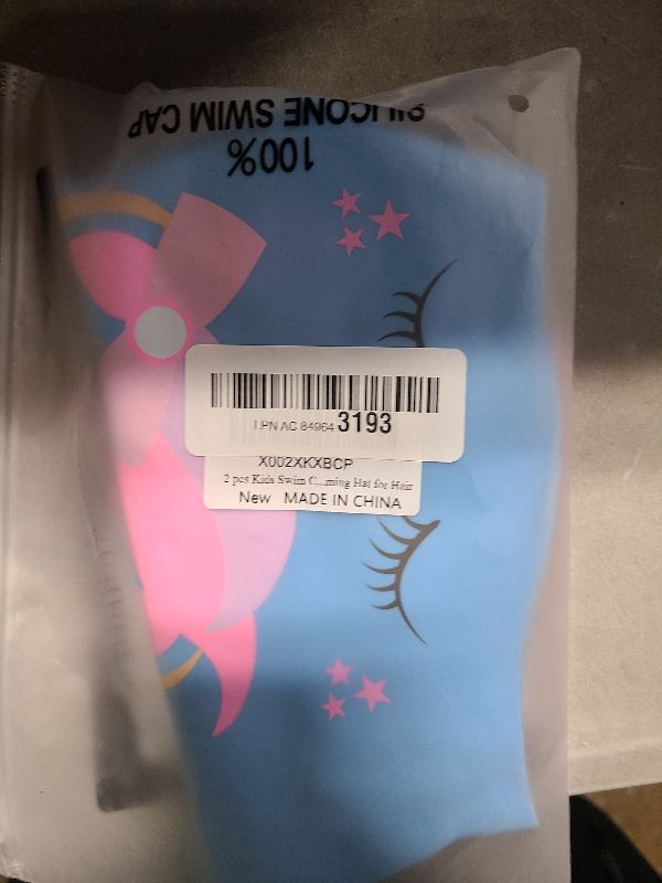 Photo 1 of 2 pcs Kids Swim Cap Silicone Swimming Cap for Boys Girls (Age 3-12) Cover Ears Waterproof Bathing Cap Keep Hair Dry Swimming Hat for Hair